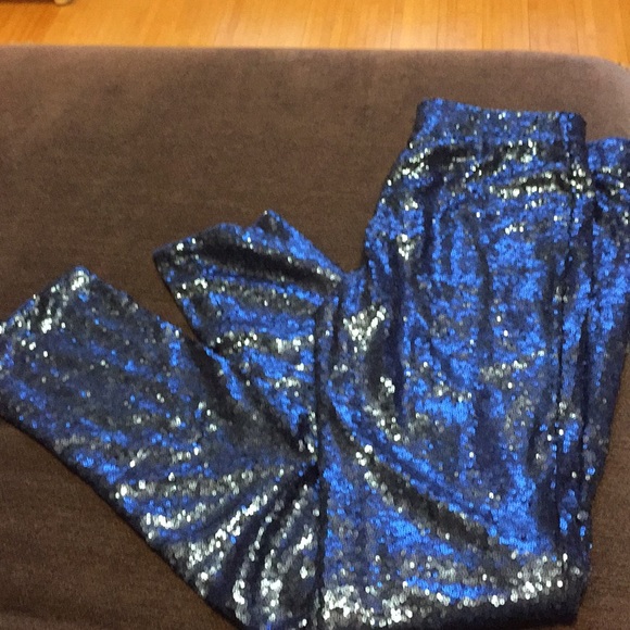 Pants - Lined blue sequin leggings size Large NWT